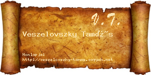 Veszelovszky Tamás névjegykártya